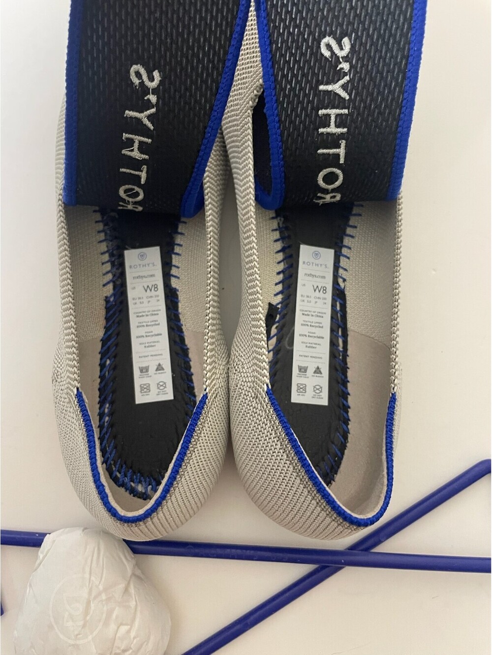 Rothy's The Point Grey Birdseye Knit Pointed Toe Washable Flats Womens Sz 8 EUC - Picture 6 of 7